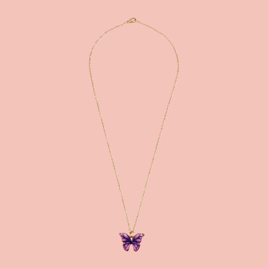 Purple & Pink Butterfly Necklace
