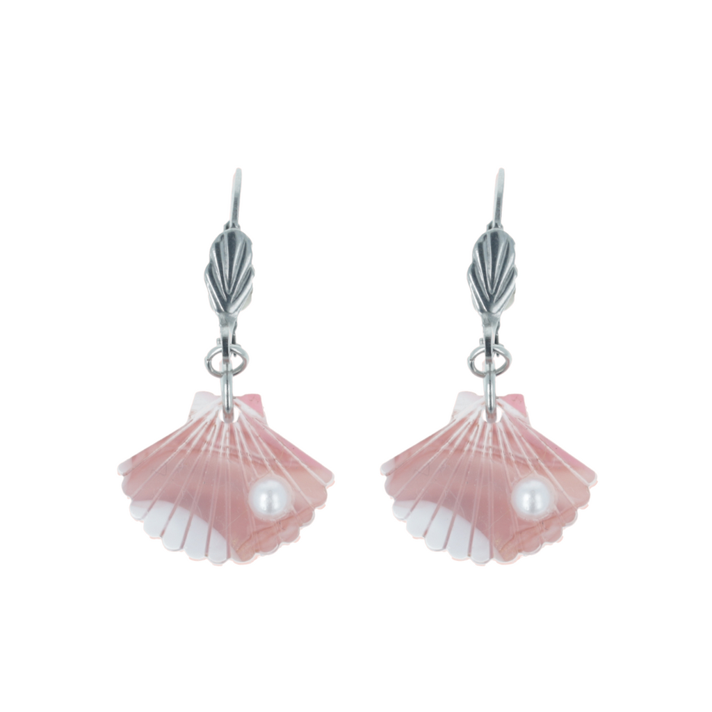 Pink Marble Shell Earrings