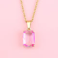 Pink Emerald Cut Necklace