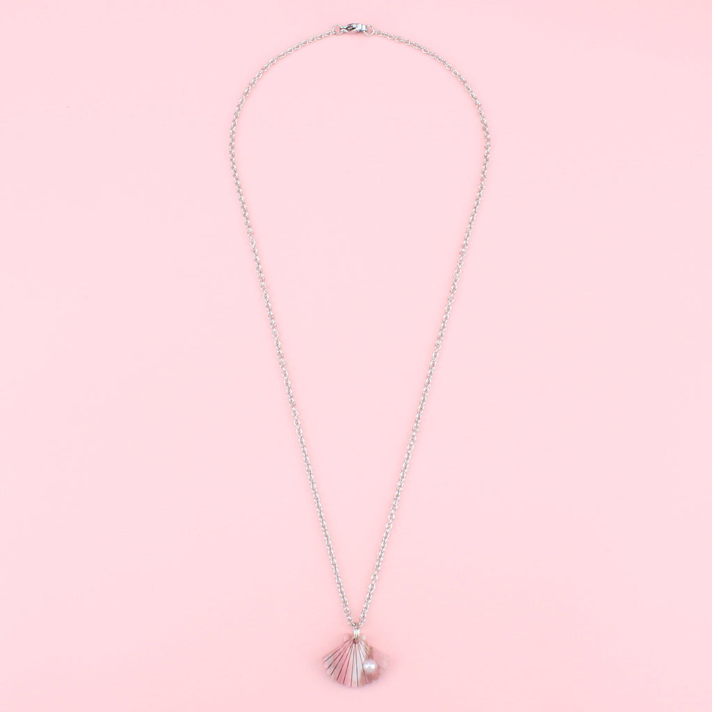 Pink Marble Shell Pendant Necklace