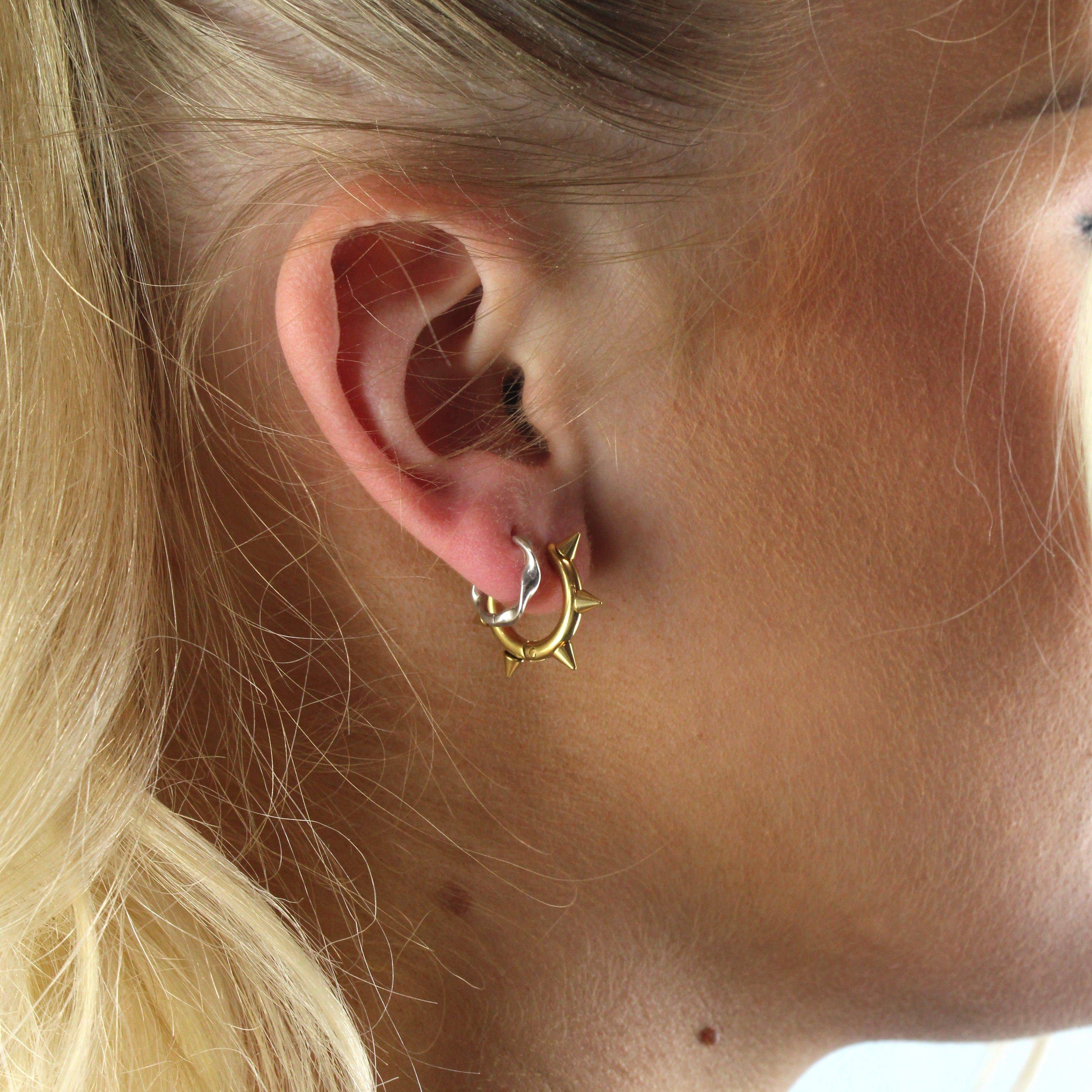 Punk-fection Spike Huggie Hoop Earrings (Gold Plated)
