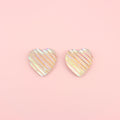 Pink Iridescent Heart Studs Earrings