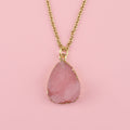 Pink Pear Drop Druzy Necklace