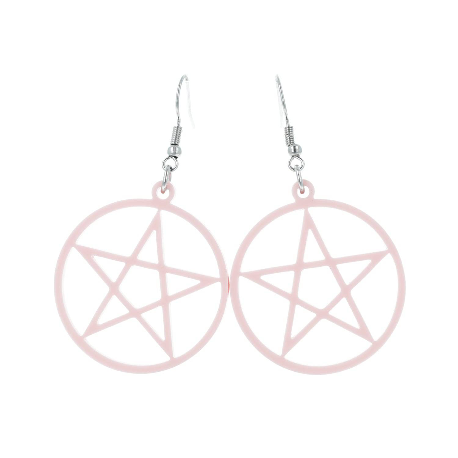Pink Pentacle Earrings