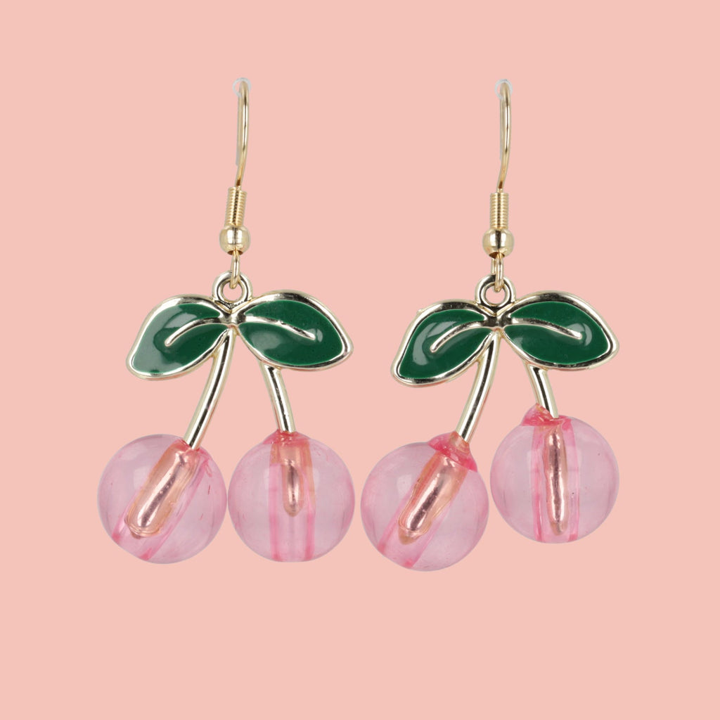 Pink Perfection Cherry Earrings