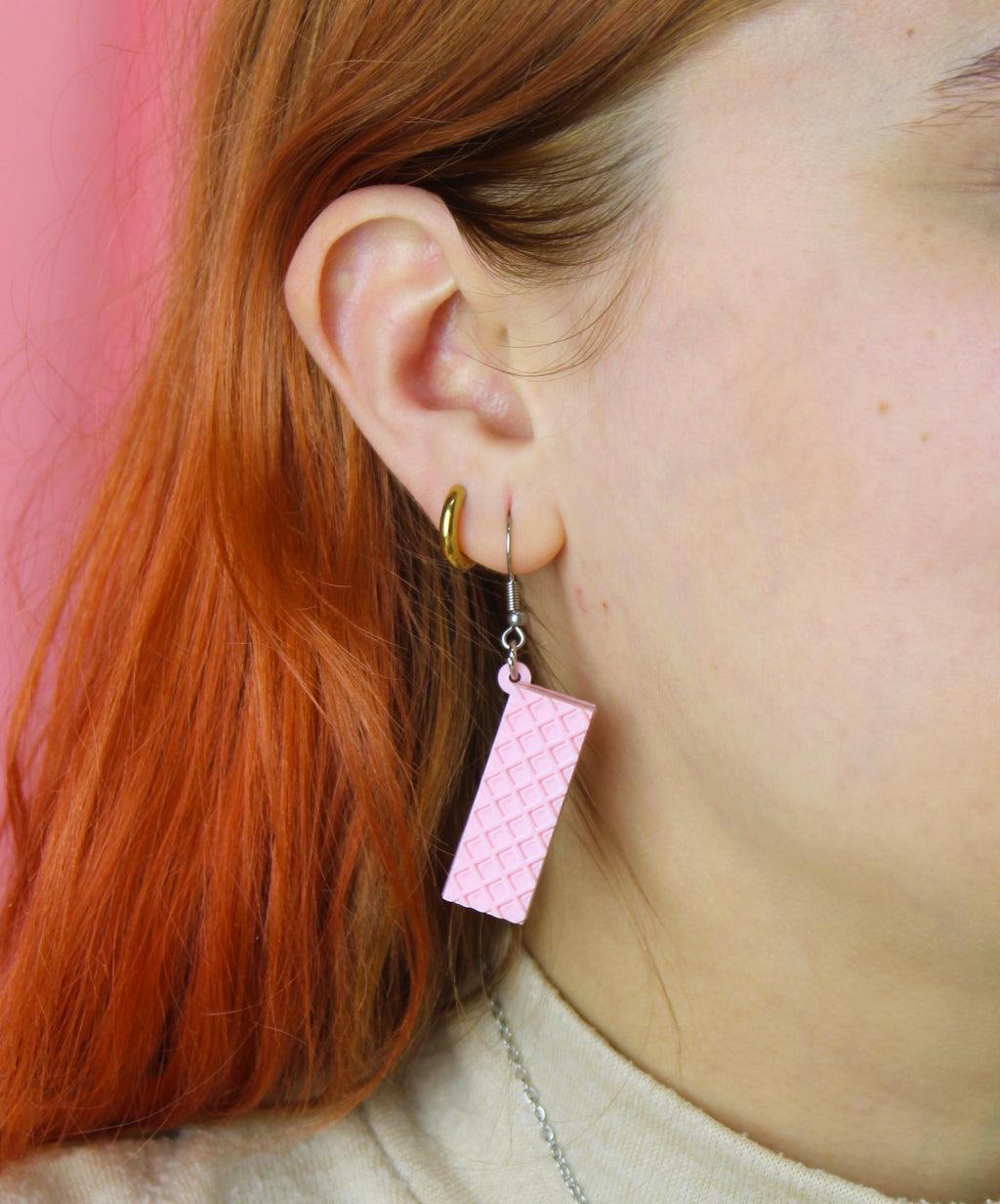 Pink Wafer Earrings