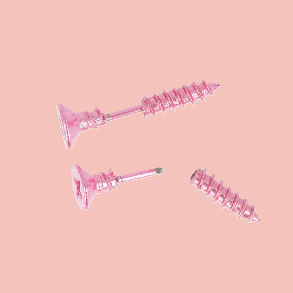 Pink Screw Earrings