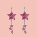 Pink Glitter Shooting Star Earrings