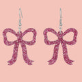 Pink Glitter Bow Earrings