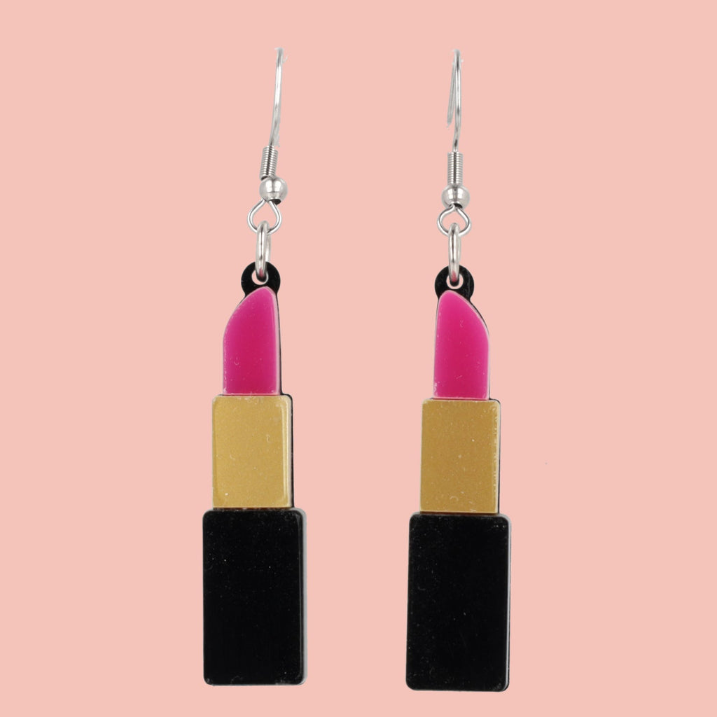 Pink Lipstick Earrings