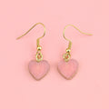 Pink Druzy Heart Earrings