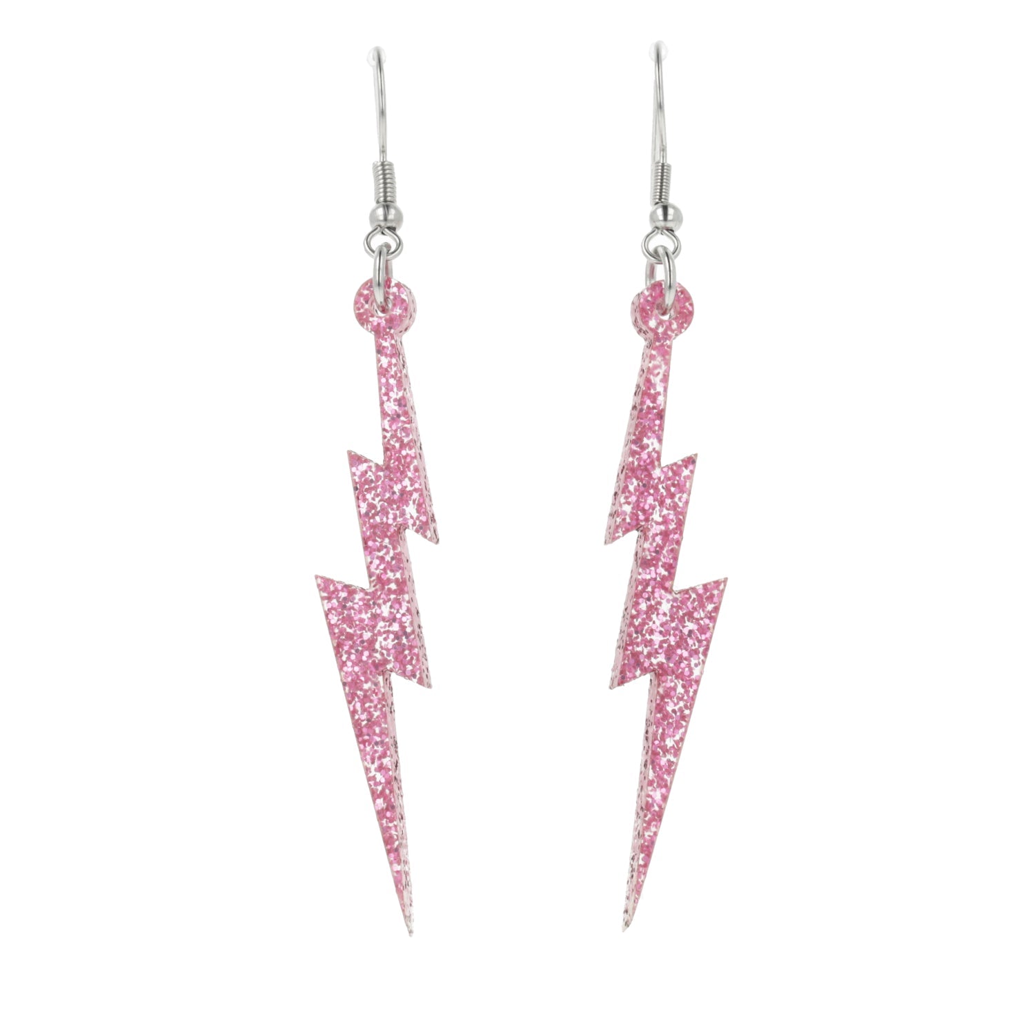 Pink Glitter Lightning Bolt Earrings