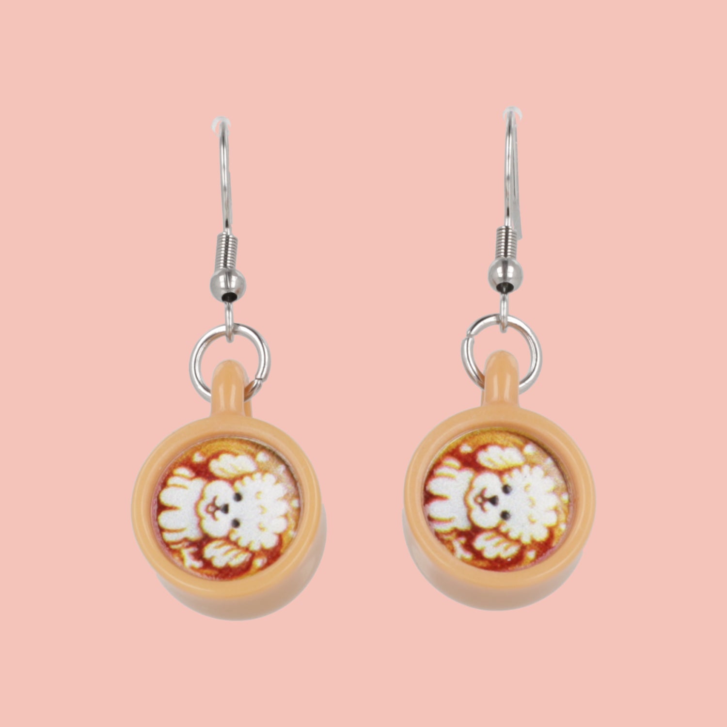 Puppuccino Earrings - Bichon Frise