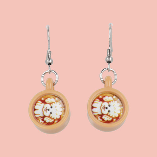 Puppuccino Earrings - Bichon Frise