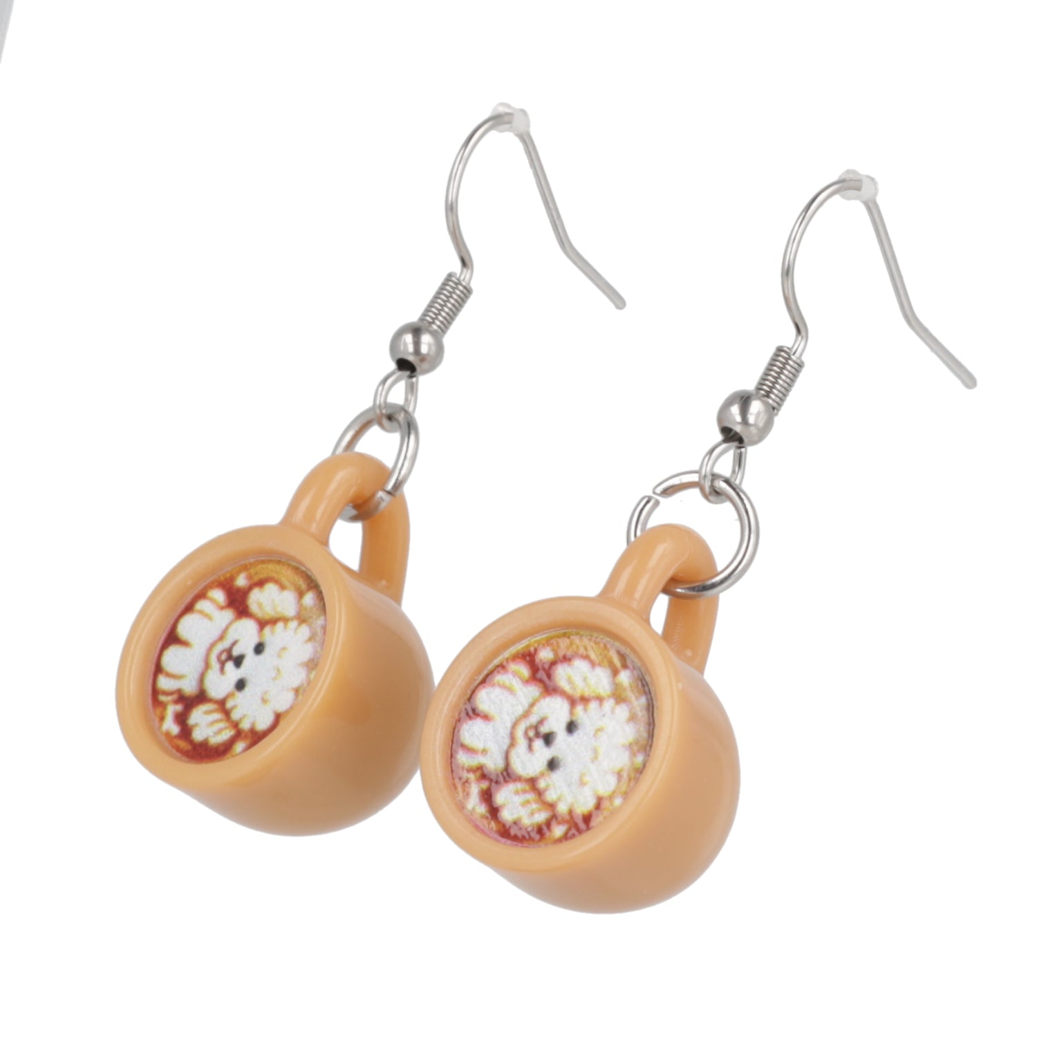 Puppuccino Earrings - Bichon Frise