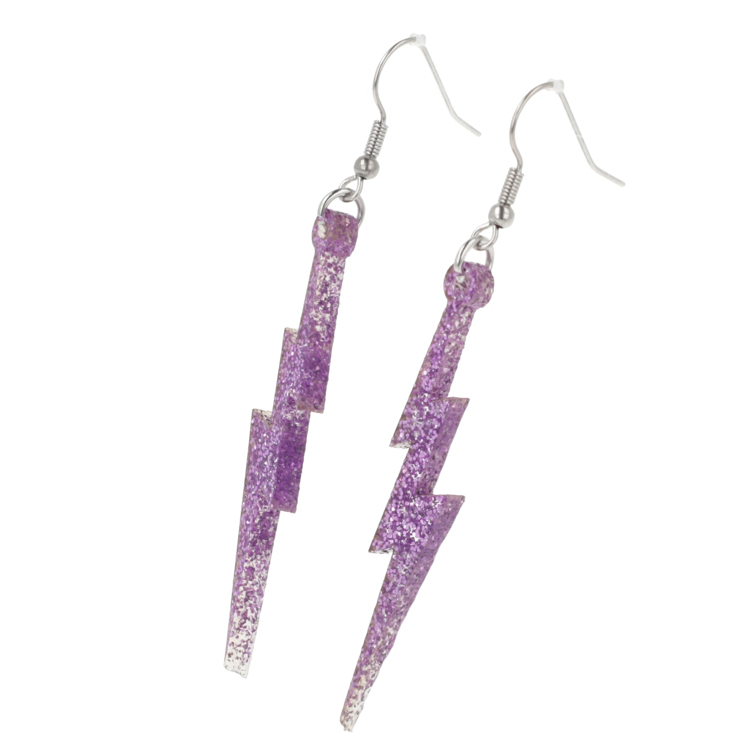Purple Glitter Lightning Bolt Earrings