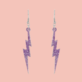 Purple Glitter Lightning Bolt Earrings