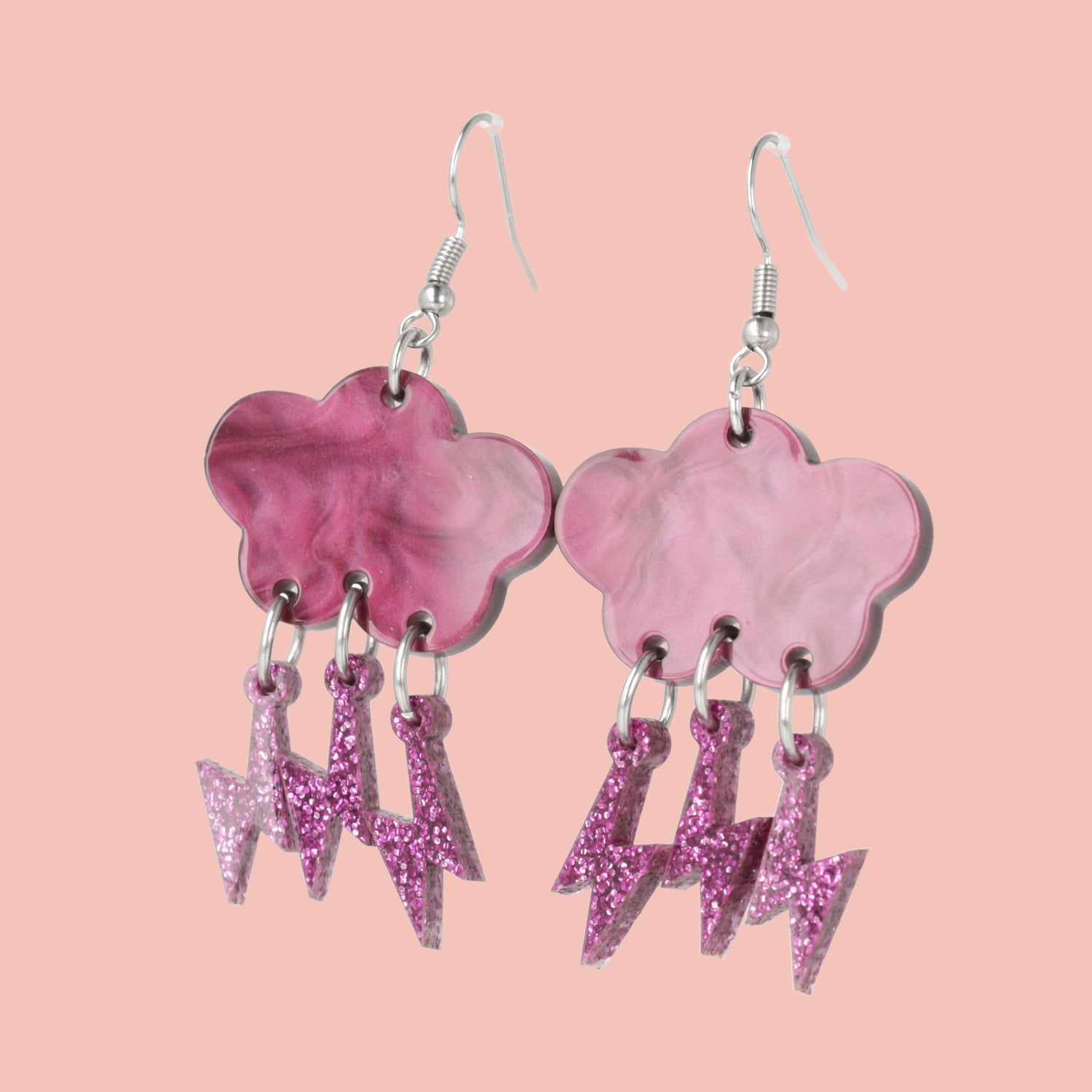 Purple Glitter Acid Lightning Earrings