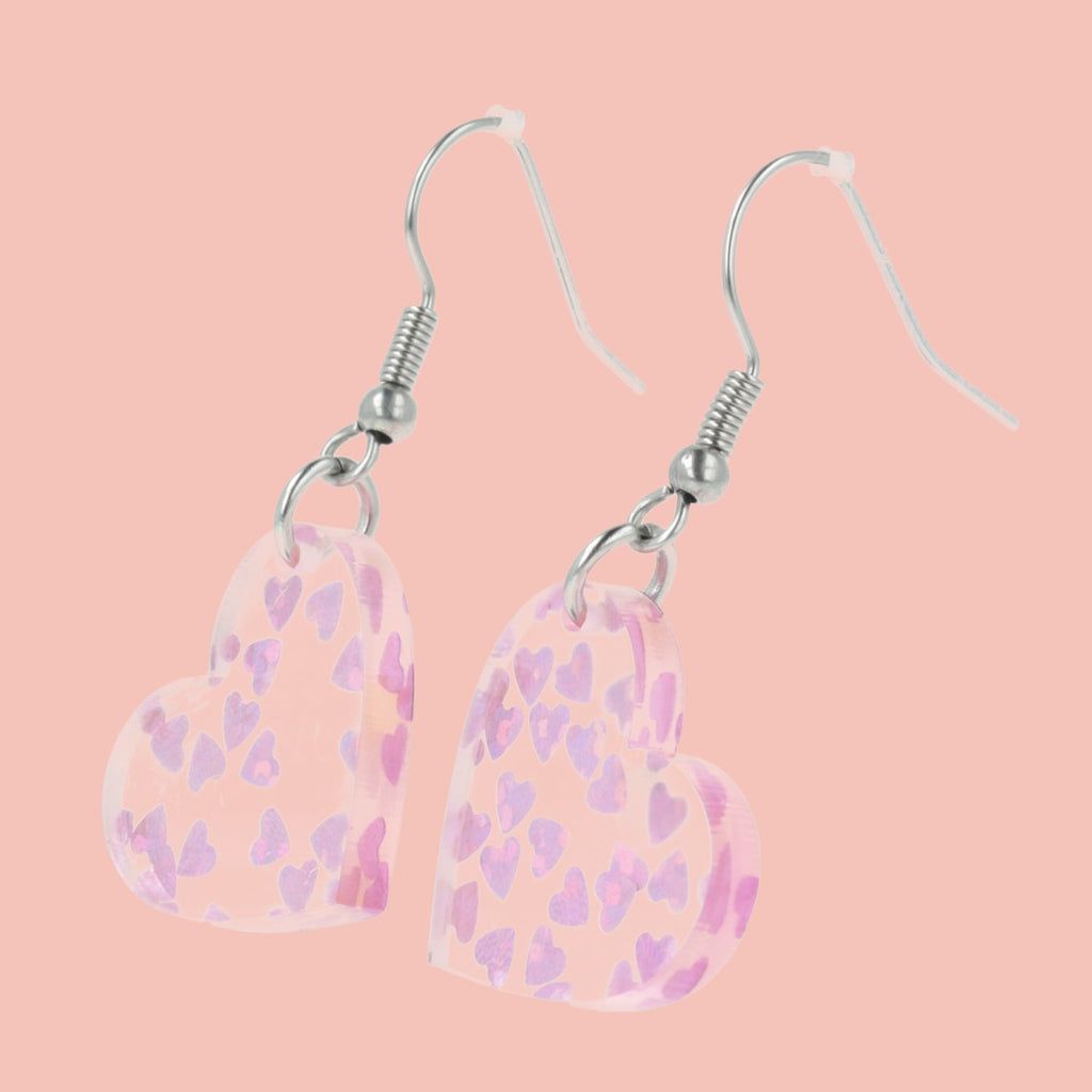 Purple Hearts Confetti Earrings