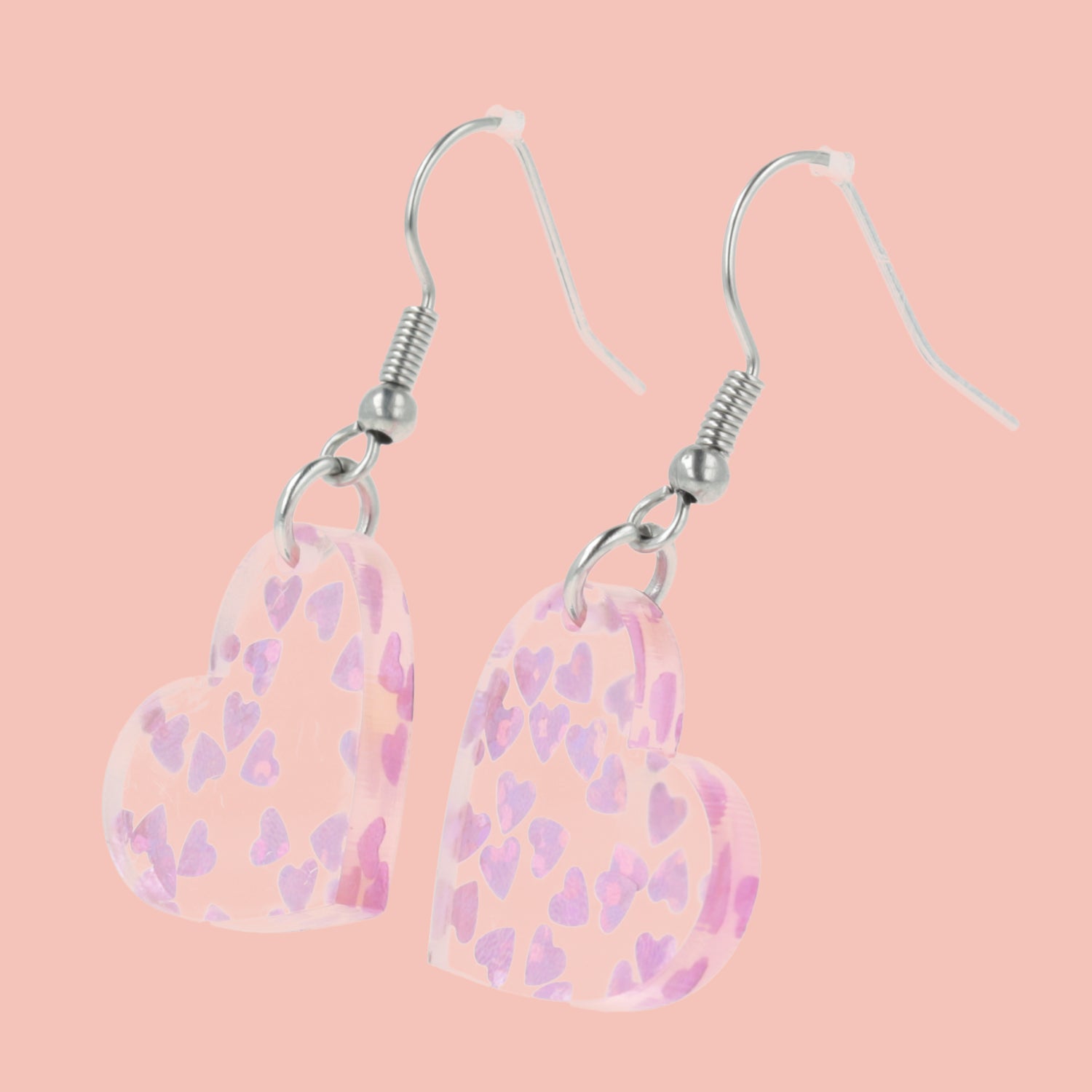 Purple Hearts Confetti Earrings
