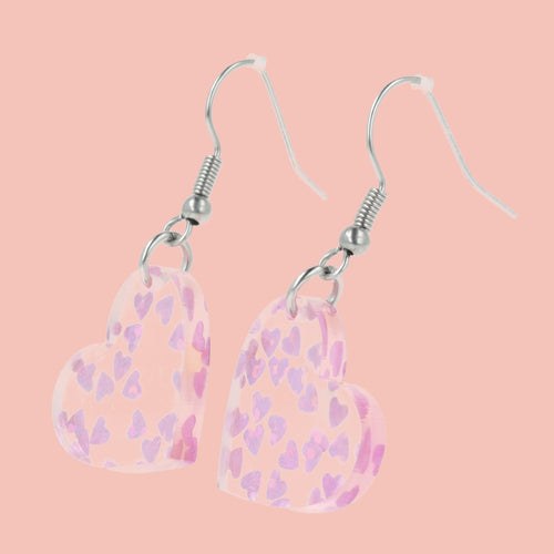 Purple Hearts Confetti Earrings