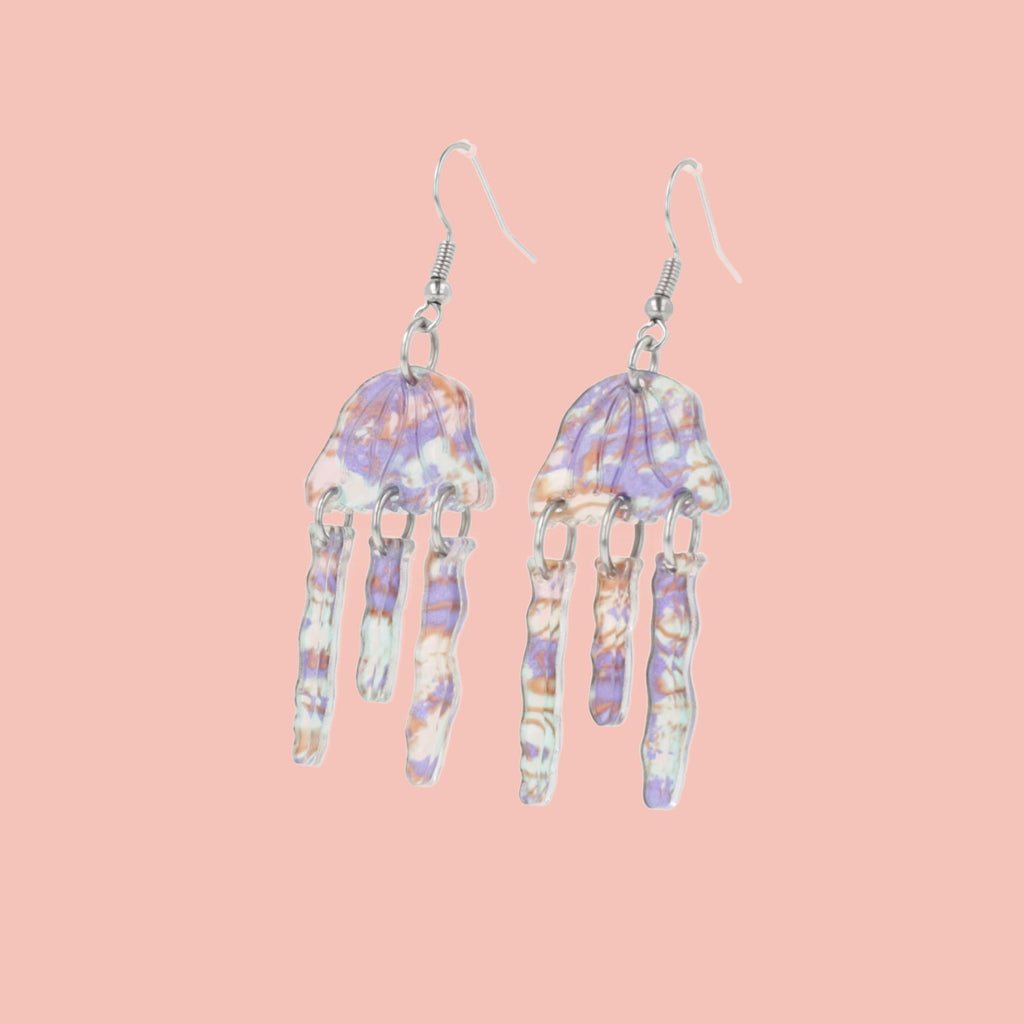 Purple Abalone Jellyfish Earrings